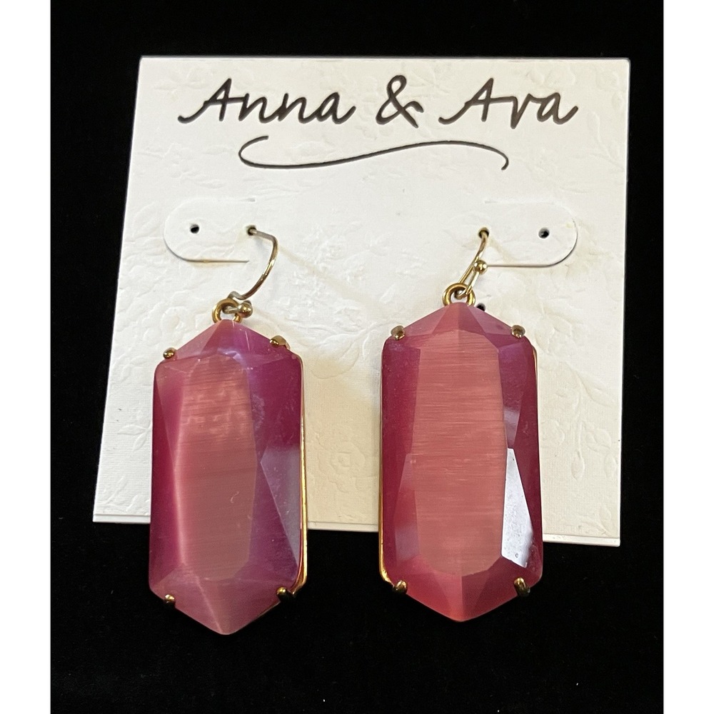 Anna & Ava Pink Rectangle Cat's Eye Statement Earrings Dillard's Dichroic Glass